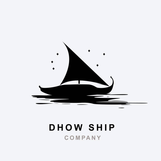 Silhouette of Dhow design, Traditional Sailboat from Asia ,Africa Silhouette of Dhow design, Traditional Sailboat from Asia ,Africa dhow stock illustrations