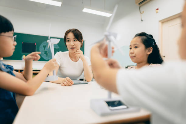 istock Teacher teaching concepts of windmill in the classroom to students 1418923366