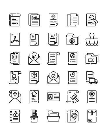 Document Icon Set 30 isolated on white background