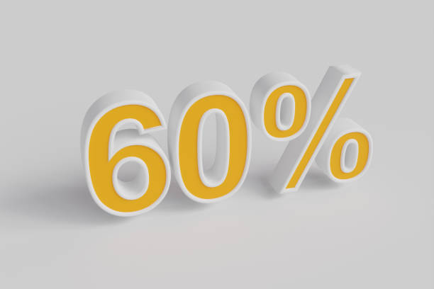 istock Sixty percent 3D render isolated over white background with shadow and clipping path included. 1418927734