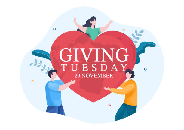 Happy Giving Tuesday Celebration with Give gifts to Encourage People to Donate in Hand Drawn Cartoon Flat Illustration Happy Giving Tuesday Celebration with Give gifts to Encourage People to Donate in Hand Drawn Cartoon Flat Illustration giving tuesday stock illustrations