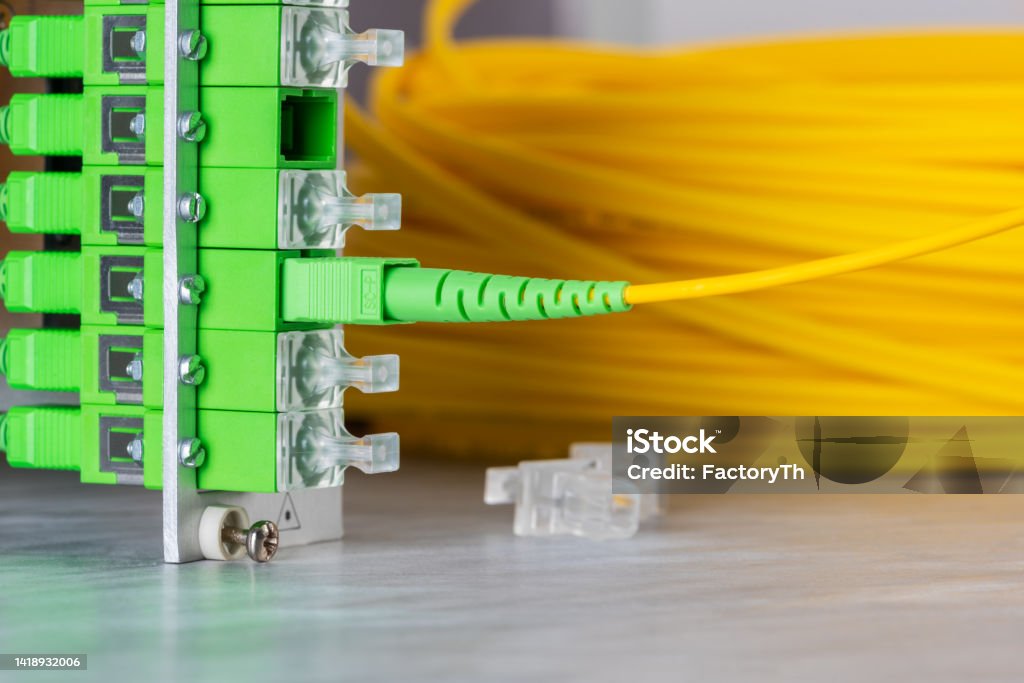 Cable Distributed Network Fiber Optic Cable Connected To Distribution Frame Stock Photo ...