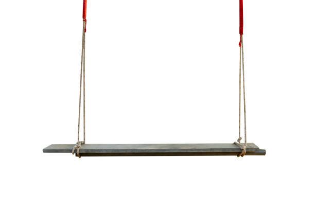istock An vintage wood swing hanged on a tree Isolated on white background 1418934571