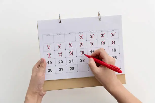 Calendar page with cross shape.