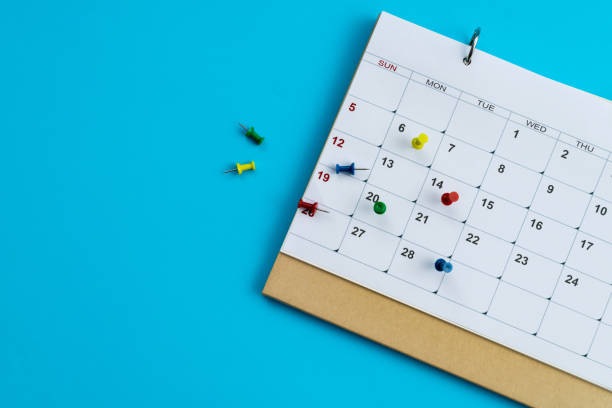 istock Colored pins on the calendar 1418934959