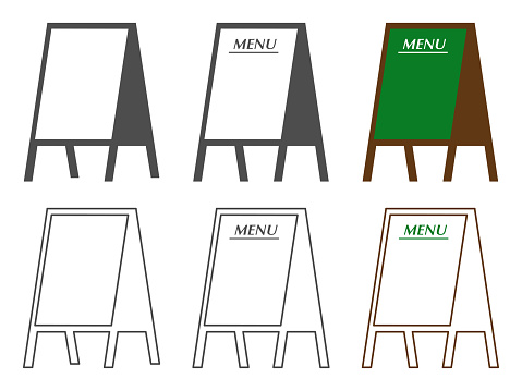 Frame illustration set of menu board signboard for restaurant