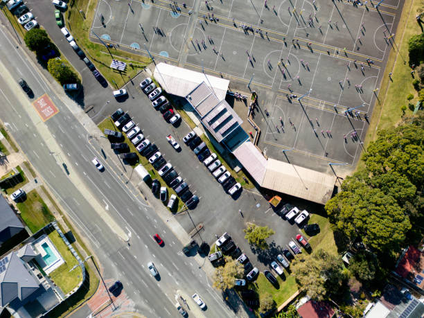 istock Aerial view of netball courts 1418938491