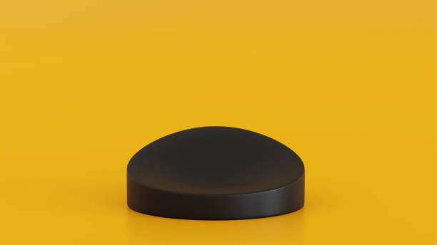 istock Black cylinder podium, stage for product, 3D rendering. 1418940796