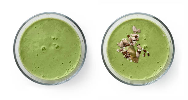 istock Green smoothie detox drink isolated on white 1418941040