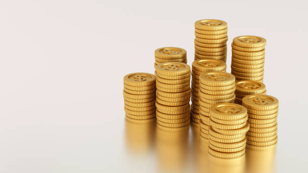 istock Stack of gold coin, business banking concept, 3D rendering. 1418944085