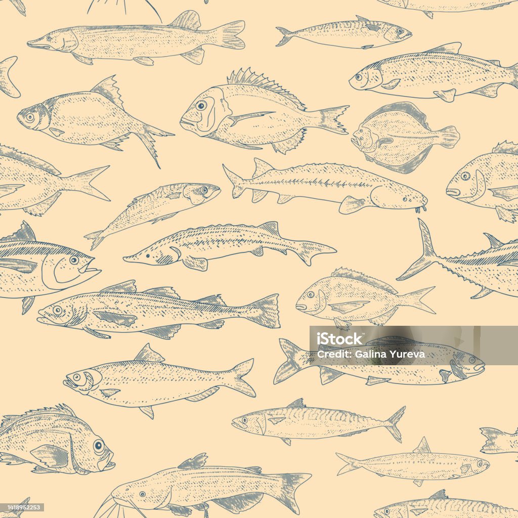 Samlesh Pattern Fish Fish Seamless Pattern Stock Illustration - Download Image Now - Animal ...
