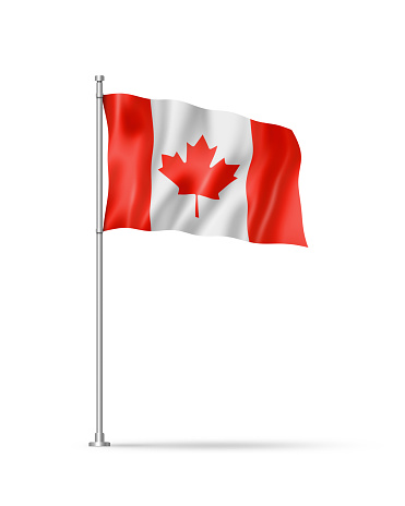 Canadian flag with fabric structure in the wind