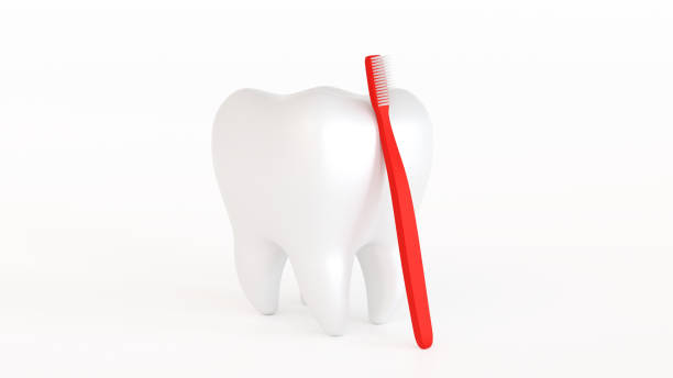 istock Tooth icon with toothbrush, dental care concept, 3D rendering. 1418954010