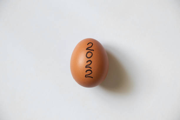 istock chicken yellow egg with text 2022 on isolated background 1418963194