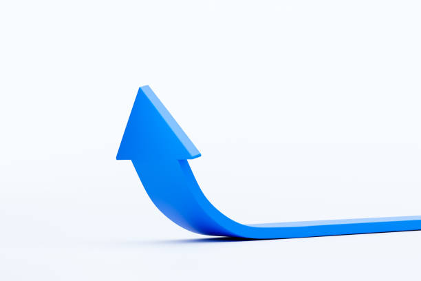 Blue Growth arrows icon sign or symbol on white background 3D illustration