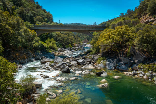 istock The Yuba River in California and its rocky bed. 1418974521
