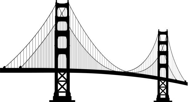 illustrazioni stock, clip art, cartoni animati e icone di tendenza di golden gate bridge, san francisco - golden gate bridge illustrations