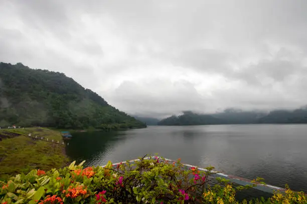 Photo of Beautiful natural scenery under rain clouds and overcast skies.