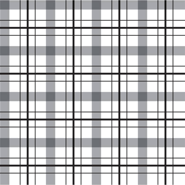 istock Black White Grey Cute Line Stripe Striped Tartan Plaid Checkered Scott Gingham Cartoon Vector Seamless Pattern Print Background 1418982210