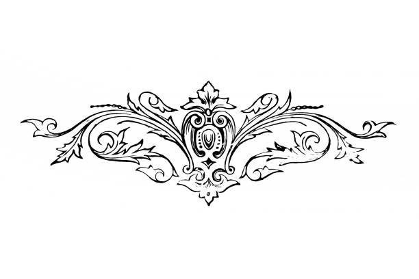 винтажная страница орнамент - scroll shape corner victorian style silhouette stock illustrations