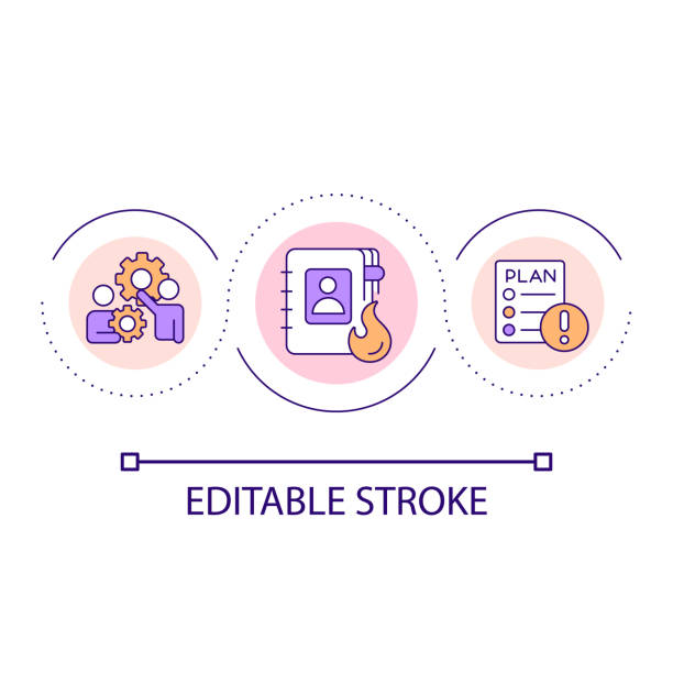 Emergency plan loop concept icon Emergency plan loop concept icon. Crisis management strategy. Business project. Danger response abstract idea thin line illustration. Isolated outline drawing. Editable stroke. Arial font used emergency response stock illustrations