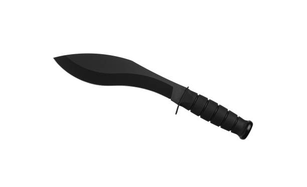 istock A large machete knife with a black curved blade. Modern edged weapons. Isolate on a white background. 1419001261