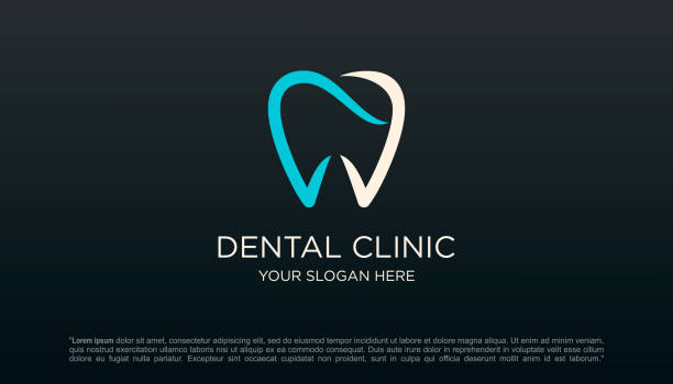 ilustraciones, imágenes clip art, dibujos animados e iconos de stock de ilustración vectorial del diseño del logotipo de los dientes de la clínica dental. - dented