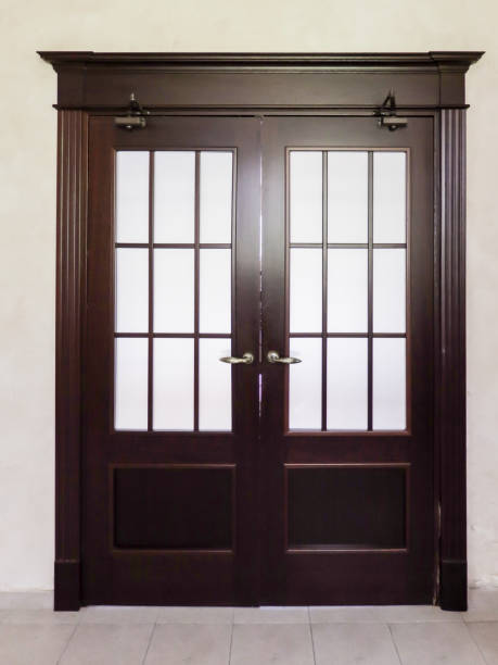 istock Stylized wooden door with glass inserts 1419001577