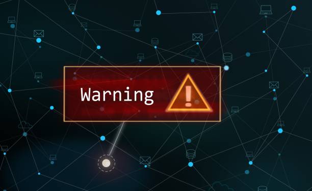 istock graphic illustration of orange exclamation mark with red rectangle as warning about node in computer network cloud nodes with connection lines 1419001716