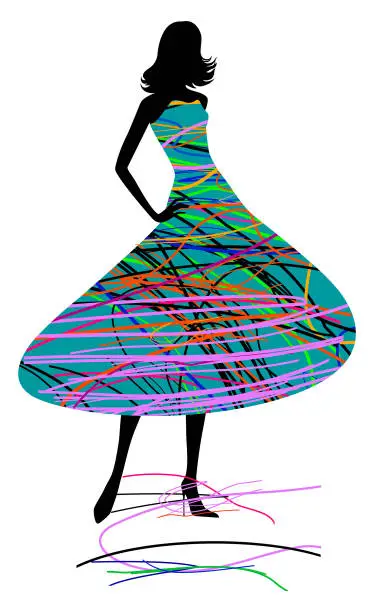 Vector illustration of fashion  girl  silhouette