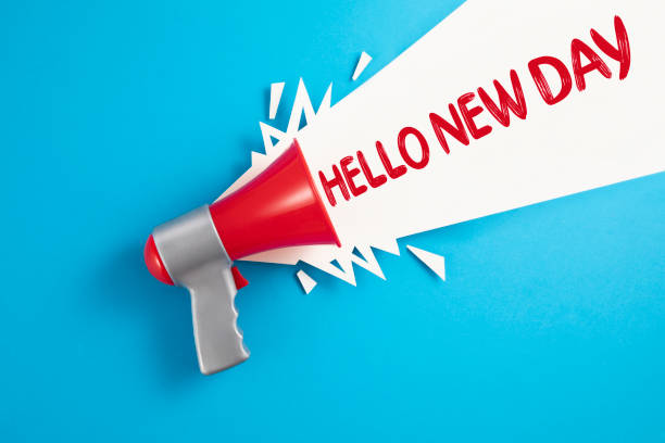 istock Hello New Day Announcement with Megaphone 1419001816