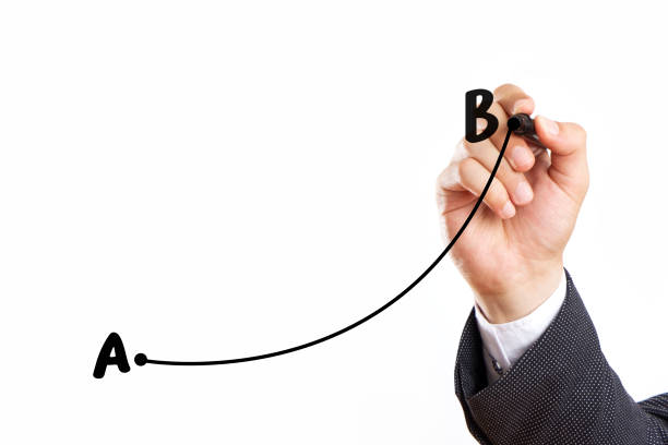 istock Businessman is Drawing Line from Point A to B 1419002079