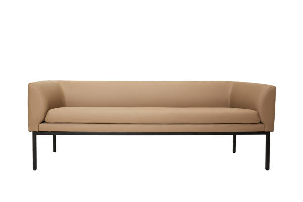 istock beige leather ofice couch in strict style on white background, front view 1419004830