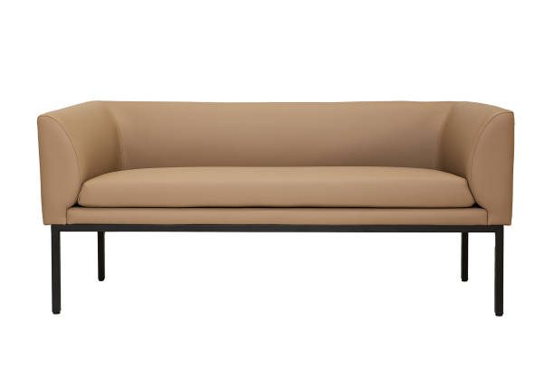 istock beige leather ofice couch in strict style on white background, front view 1419004875