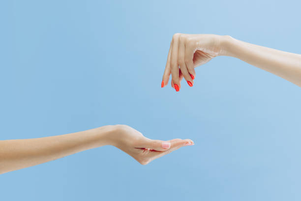 istock Help. Graceful female hands gesturing isolated on blue background. Concept of relationship, feelings, community, care, support, symbolism, art 1419005051
