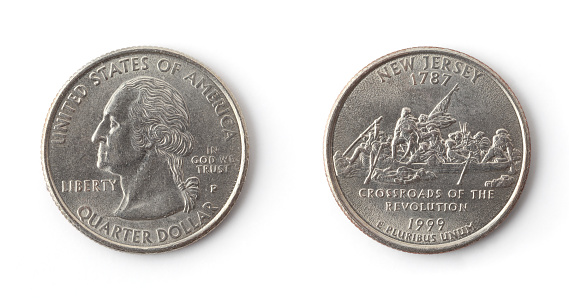 Quarter Dollar on a white background