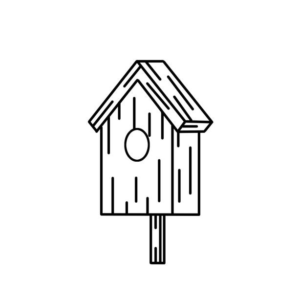 vogelhaus aus holz. haus für vogel. hausgemachtes nest für tiere. - birdhouse wood isolated white background stock-grafiken, -clipart, -cartoons und -symbole