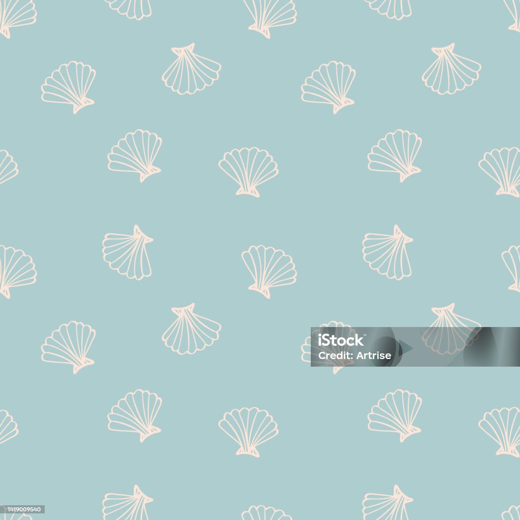 Seashell Repeat Pattern Sea Shell Seamless Pattern Seashell Repeat Texture Background Stock ...