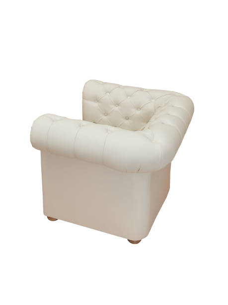 istock retro beige leather comfortable armchair isolated on white background, back view 1419011563