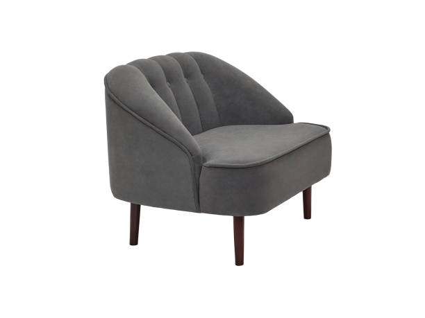 istock vintage grey fabric sofa isolated on white background, side view. retro couch 1419011851