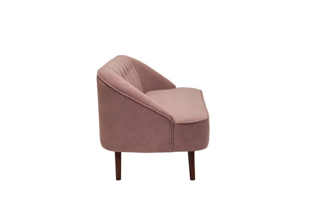 istock vintage pink fabric sofa isolated on white background, side view. retro couch 1419011961