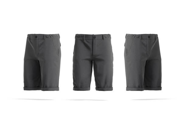 istock Blank black men shorts mockup, front and side view 1419015140
