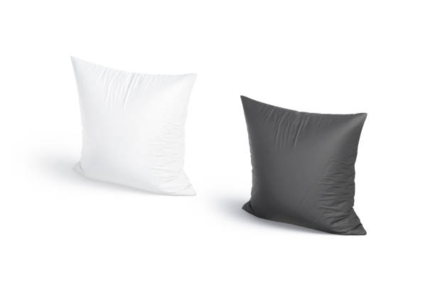 istock Blank white and black square pillow mockup stand, side view 1419015444