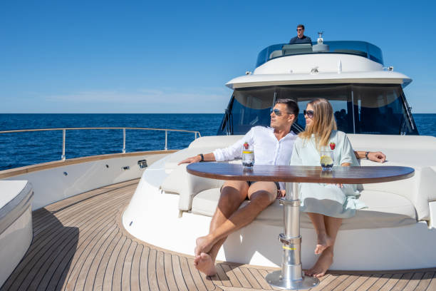 istock Couple sitting on yacht 1419016026