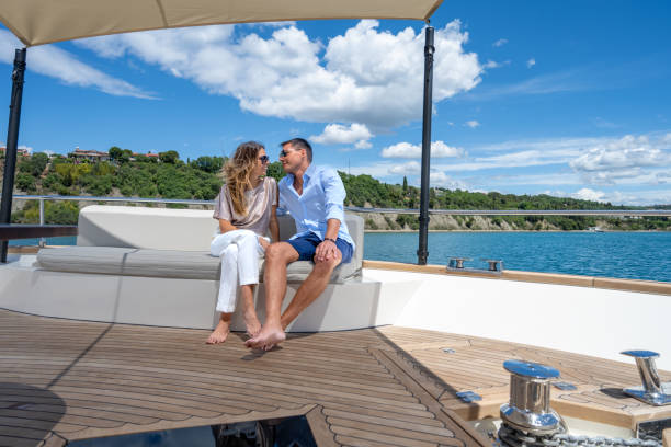 istock Couple relaxing on luxury yacht 1419016060