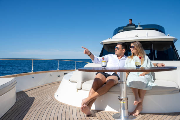 istock Couple sitting on yacht 1419016072