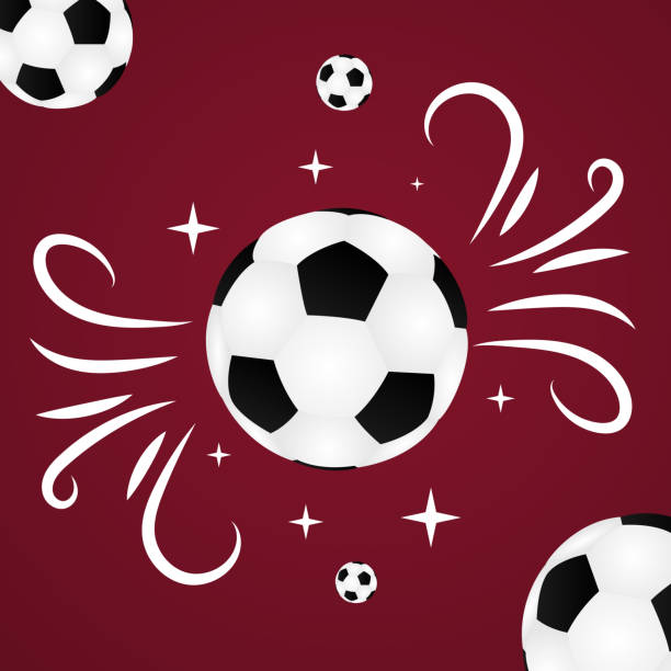 サッカーサッカー2022年星の装飾が施されたボール - purple circle frame design点のイラスト素材／クリップアート素材／マンガ素材／アイコン素材
