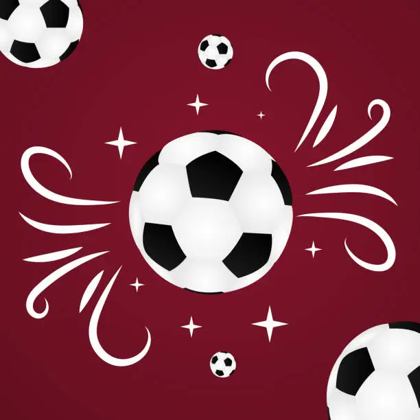 Vector illustration of Soccer football 2022 balls with stars decoration