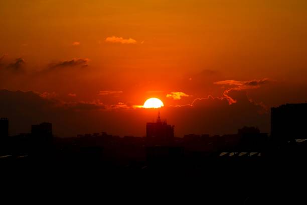 istock Beautiful sunset coloring the sky orange 1419018623