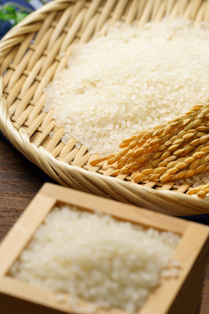 istock Japanese white rice on wooden table 1419025845
